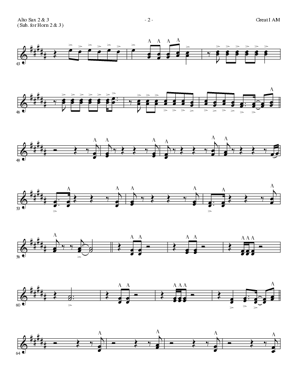 Great I Am (Choral Anthem SATB) Alto Sax 2 (Lillenas Choral / Arr. David Clydesdale)