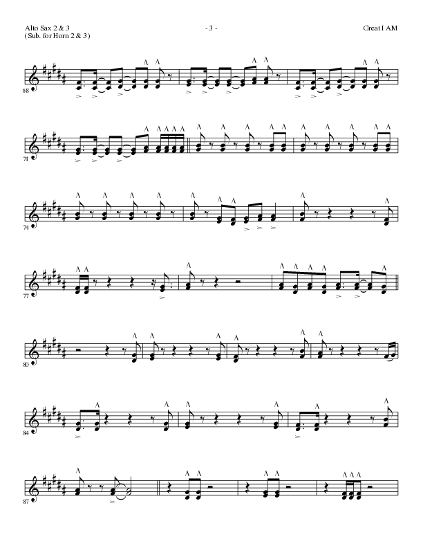 Great I Am (Choral Anthem SATB) Alto Sax 2 (Lillenas Choral / Arr. David Clydesdale)