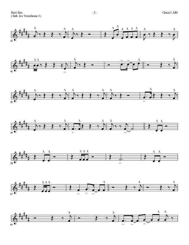 Great I Am (Choral Anthem SATB) Bari Sax (Lillenas Choral / Arr. David Clydesdale)