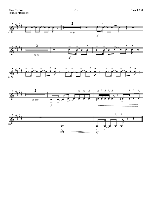 Great I Am (Choral Anthem SATB) Bass Clarinet (Lillenas Choral / Arr. David Clydesdale)