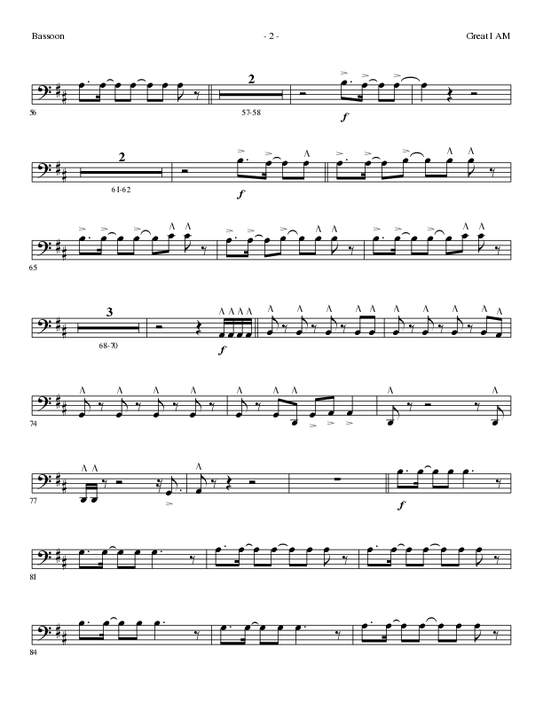 Great I Am (Choral Anthem SATB) Bassoon (Lillenas Choral / Arr. David Clydesdale)