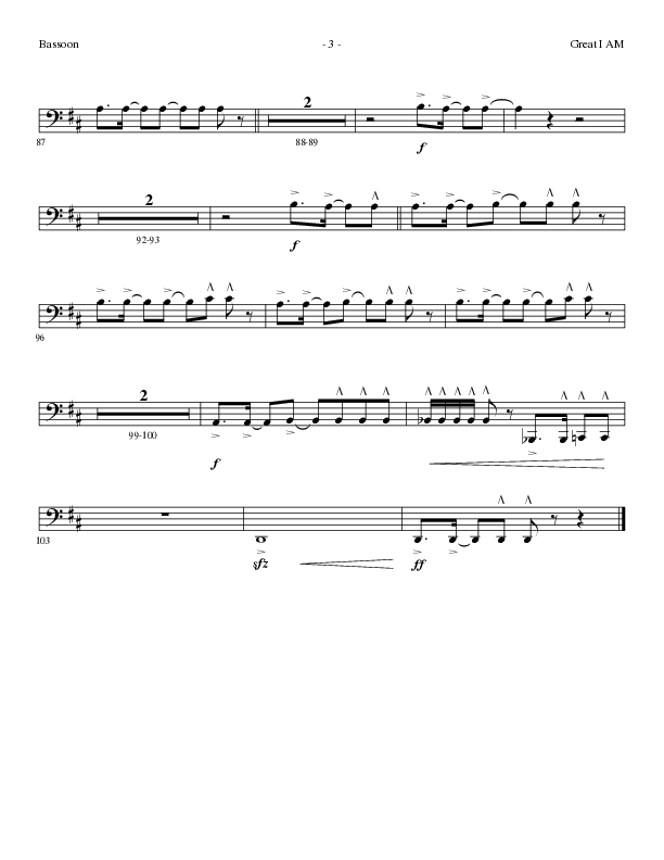 Great I Am (Choral Anthem SATB) Bassoon (Lillenas Choral / Arr. David Clydesdale)