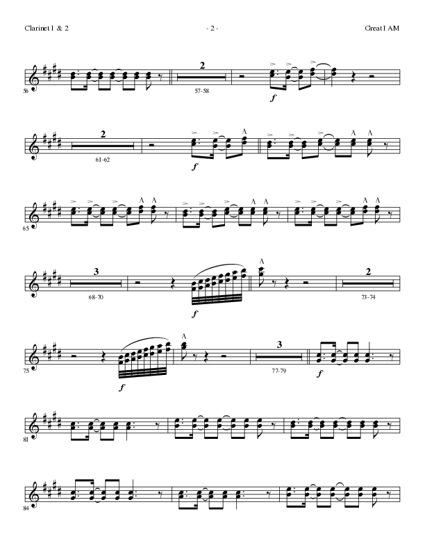 Great I Am (Choral Anthem SATB) Clarinet 1/2 (Lillenas Choral / Arr. David Clydesdale)