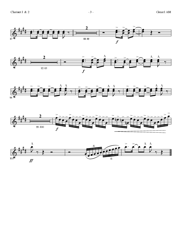 Great I Am (Choral Anthem SATB) Clarinet 1/2 (Lillenas Choral / Arr. David Clydesdale)