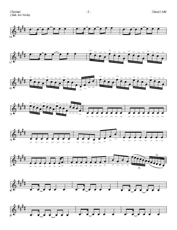 Great I Am (Choral Anthem SATB) Clarinet (Lillenas Choral / Arr. David Clydesdale)