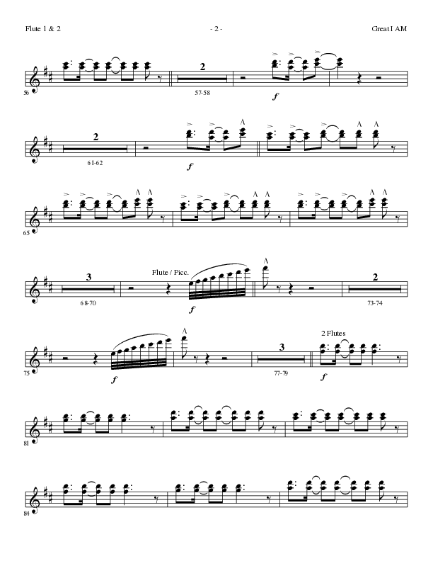 Great I Am (Choral Anthem SATB) Flute 1/2 (Lillenas Choral / Arr. David Clydesdale)