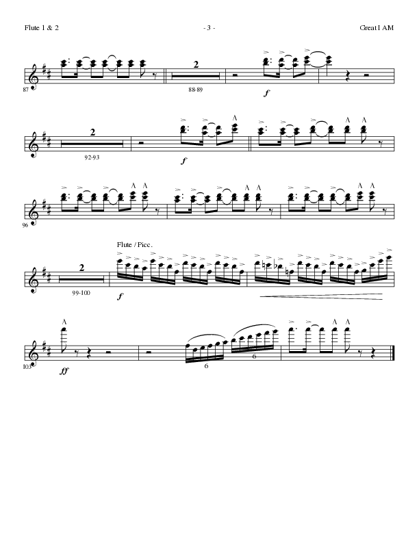 Great I Am (Choral Anthem SATB) Flute 1/2 (Lillenas Choral / Arr. David Clydesdale)