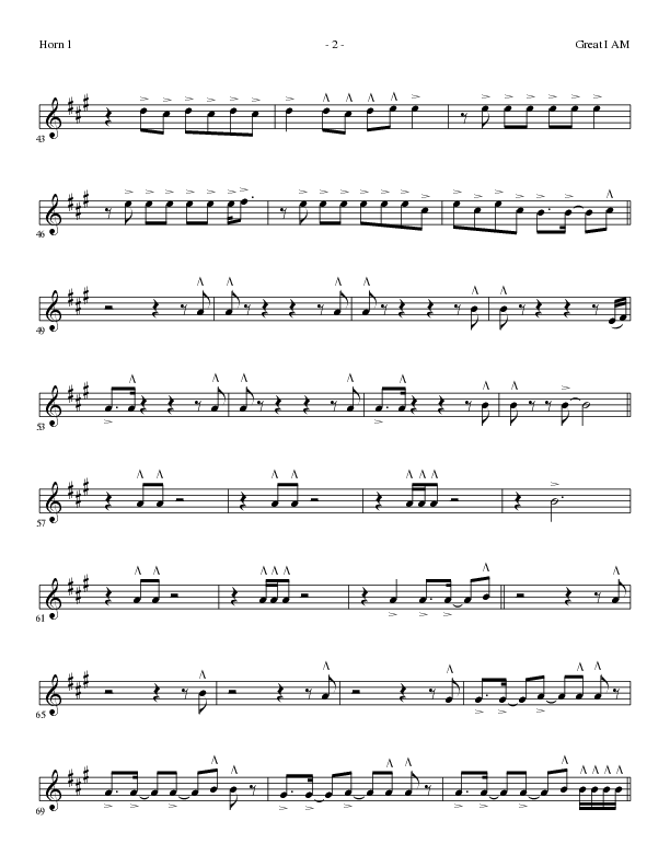 Great I Am (Choral Anthem SATB) French Horn 1 (Lillenas Choral / Arr. David Clydesdale)