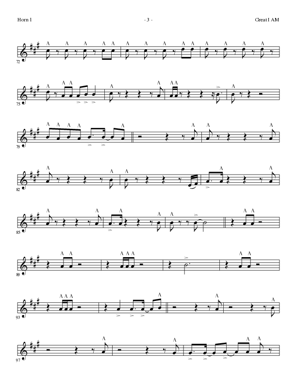 Great I Am (Choral Anthem SATB) French Horn 1 (Lillenas Choral / Arr. David Clydesdale)