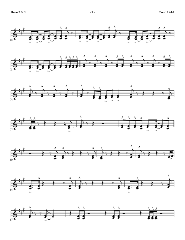 Great I Am (Choral Anthem SATB) French Horn 2 (Lillenas Choral / Arr. David Clydesdale)
