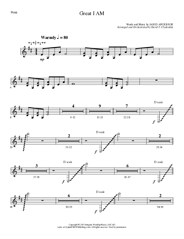 Great I Am (Choral Anthem SATB) Harp (Lillenas Choral / Arr. David Clydesdale)