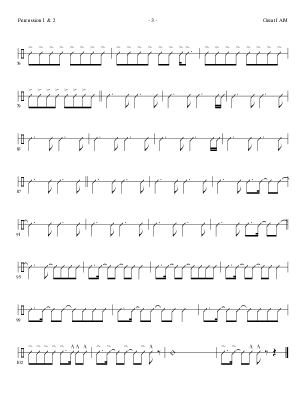 Great I Am (Choral Anthem SATB) Percussion (Lillenas Choral / Arr. David Clydesdale)