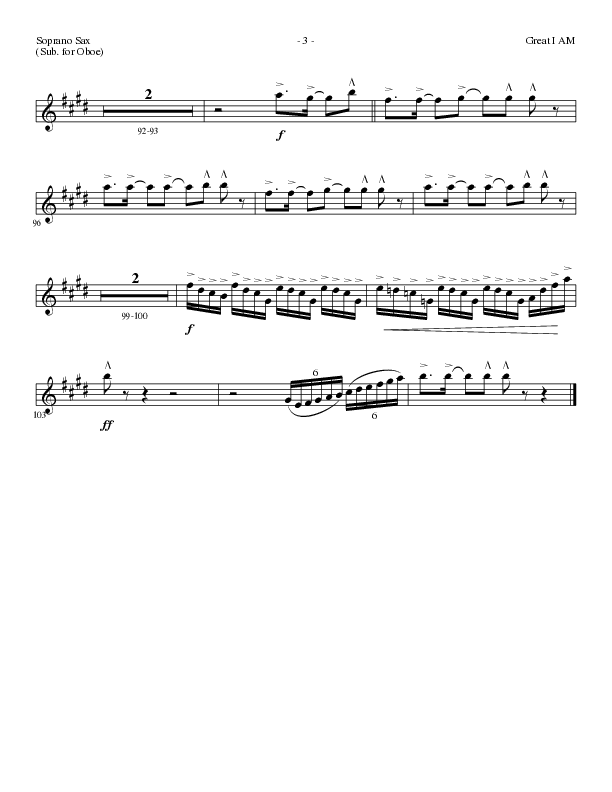 Great I Am (Choral Anthem SATB) Soprano Sax (Lillenas Choral / Arr. David Clydesdale)