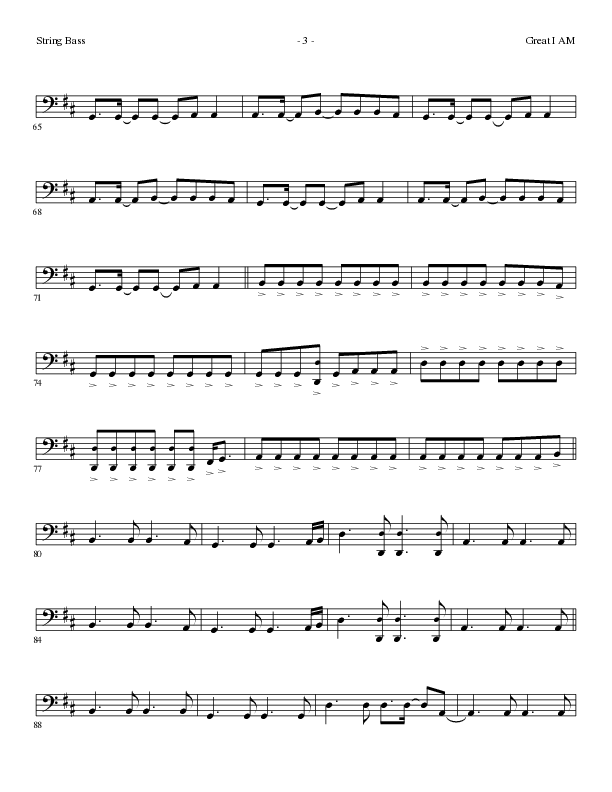 Great I Am (Choral Anthem SATB) String Bass (Lillenas Choral / Arr. David Clydesdale)