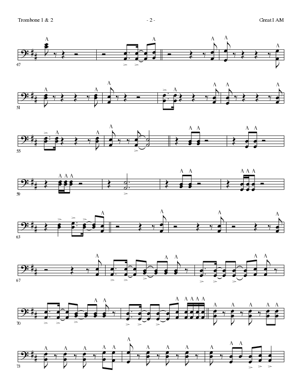 Great I Am (Choral Anthem SATB) Trombone 1/2 (Lillenas Choral / Arr. David Clydesdale)