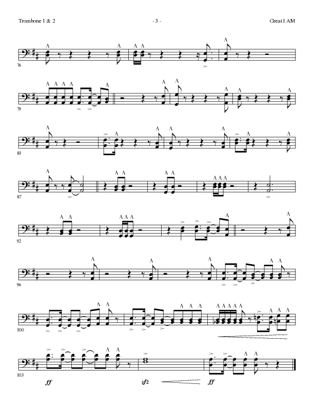 Great I Am (Choral Anthem SATB) Trombone 1/2 (Lillenas Choral / Arr. David Clydesdale)