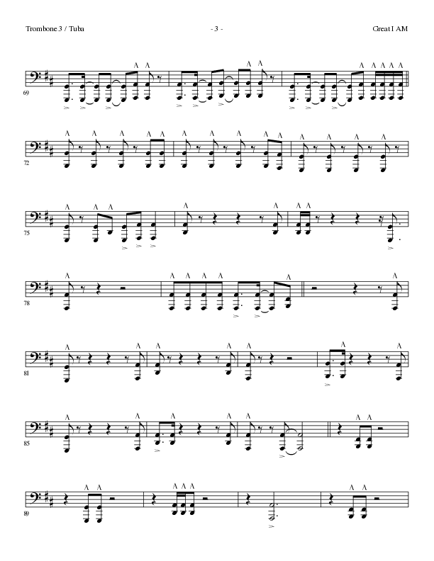 Great I Am (Choral Anthem SATB) Trombone 3/Tuba (Lillenas Choral / Arr. David Clydesdale)