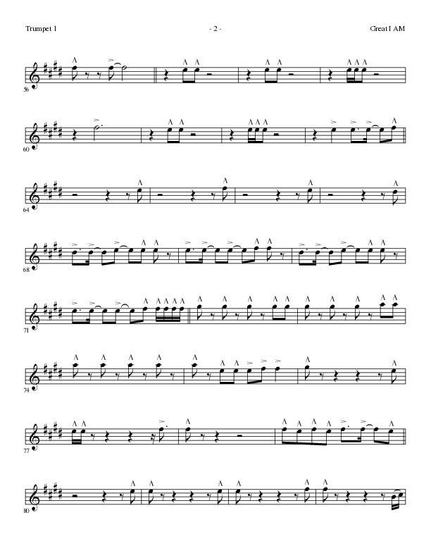 Great I Am (Choral Anthem SATB) Trumpet 1 (Lillenas Choral / Arr. David Clydesdale)