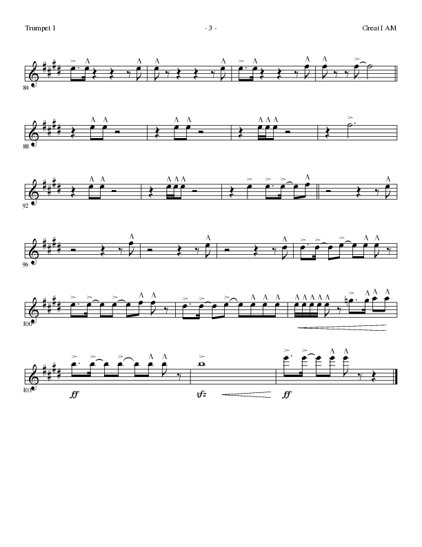 Great I Am (Choral Anthem SATB) Trumpet 1 (Lillenas Choral / Arr. David Clydesdale)