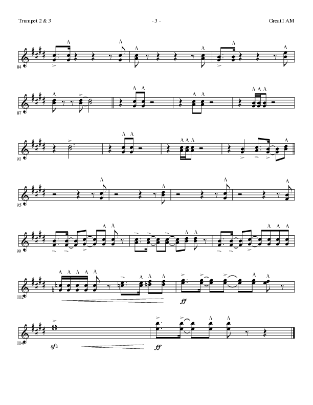 Great I Am (Choral Anthem SATB) Trumpet 2/3 (Lillenas Choral / Arr. David Clydesdale)
