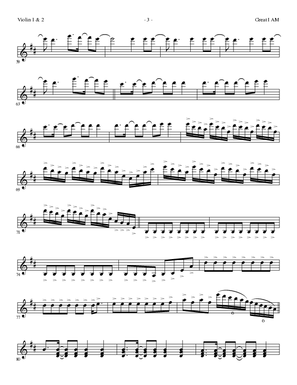 Great I Am (Choral Anthem SATB) Violin 1/2 (Lillenas Choral / Arr. David Clydesdale)