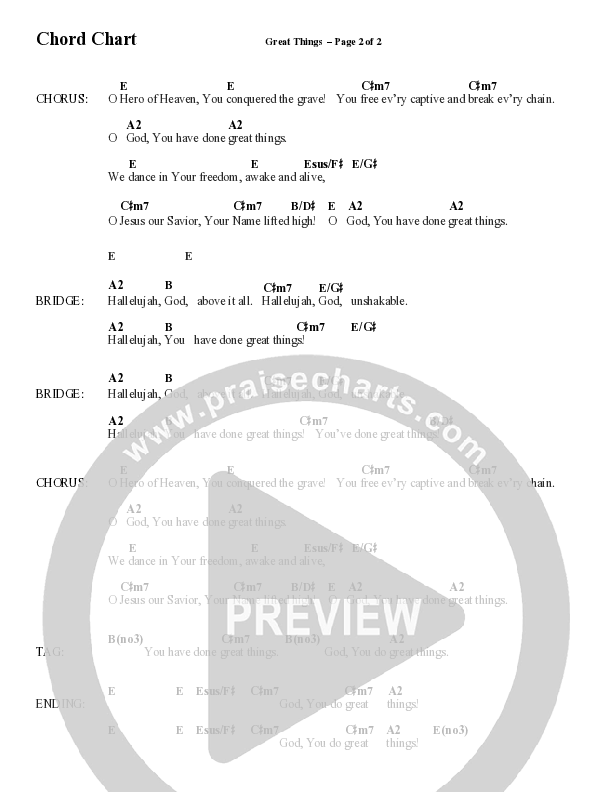 Great Things (Choral Anthem SATB) Chord Chart (Word Music Choral / Arr. Cliff Duren)