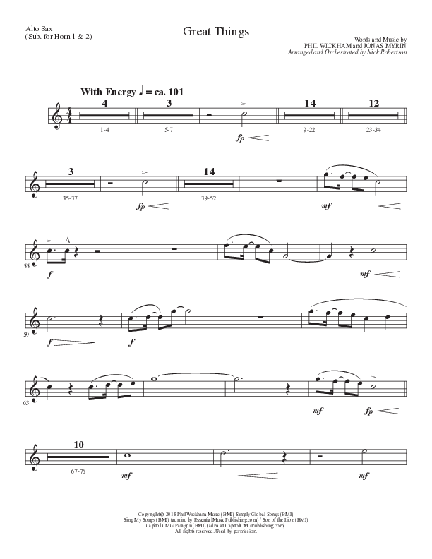 Great Things (Choral Anthem SATB) Alto Sax (Lillenas Choral / Arr. Nick Robertson)