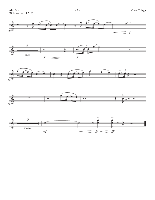 Great Things (Choral Anthem SATB) Alto Sax (Lillenas Choral / Arr. Nick Robertson)
