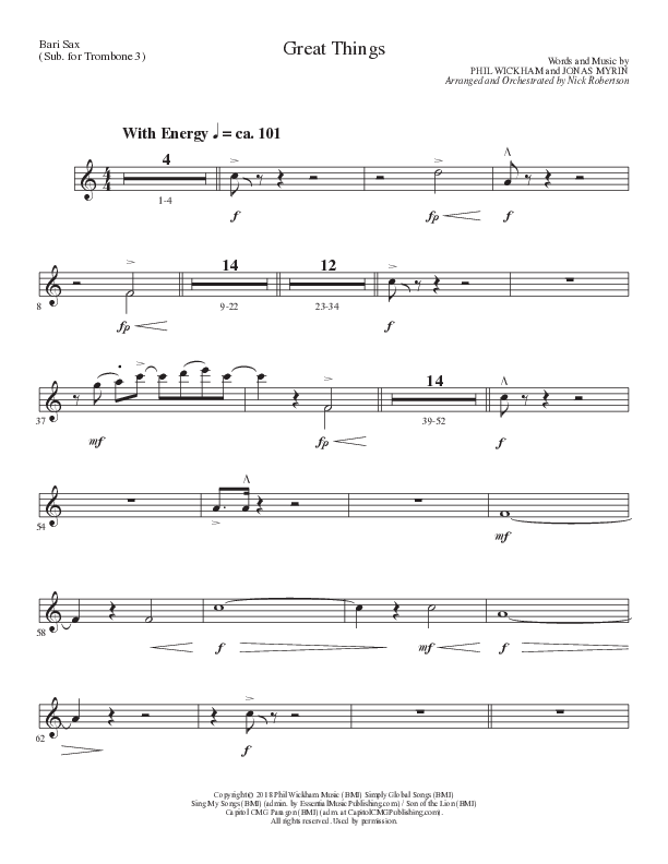Great Things (Choral Anthem SATB) Bari Sax (Lillenas Choral / Arr. Nick Robertson)