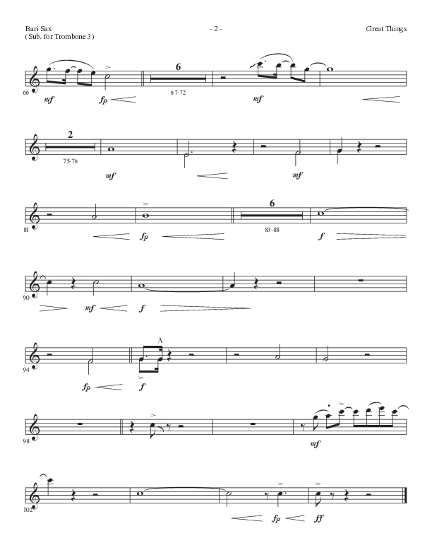 Great Things (Choral Anthem SATB) Bari Sax (Lillenas Choral / Arr. Nick Robertson)