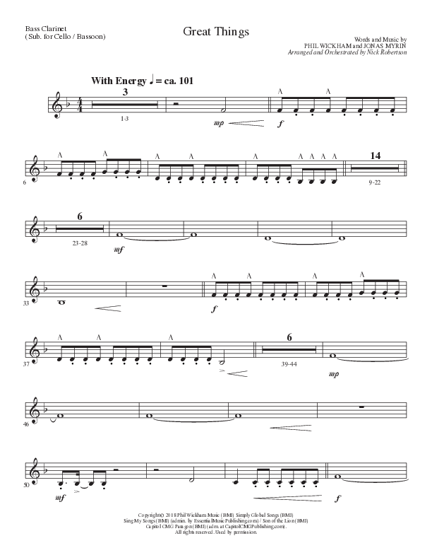 Great Things (Choral Anthem SATB) Bass Clarinet (Lillenas Choral / Arr. Nick Robertson)