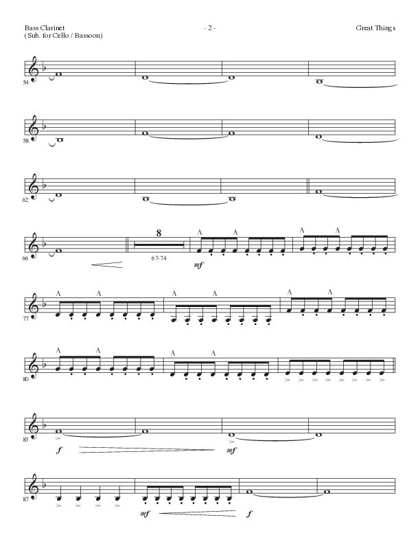 Great Things (Choral Anthem SATB) Bass Clarinet (Lillenas Choral / Arr. Nick Robertson)