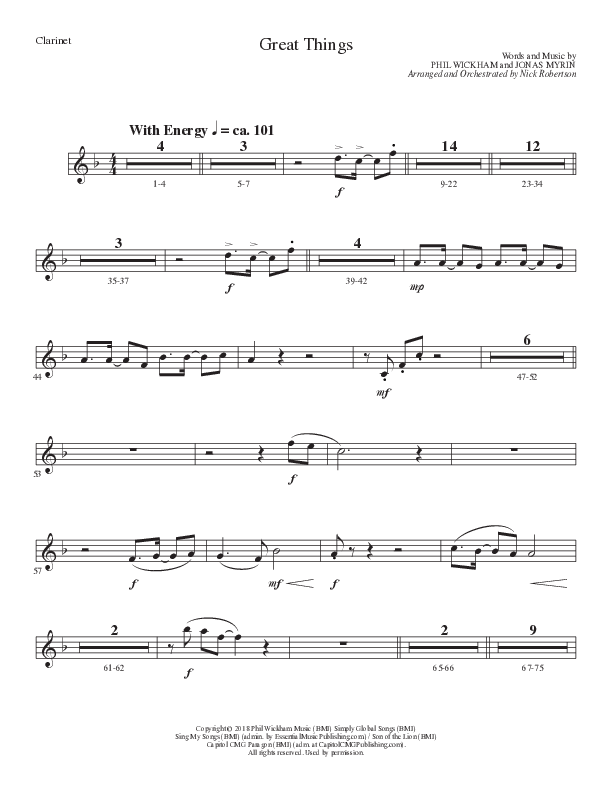 Great Things (Choral Anthem SATB) Clarinet (Lillenas Choral / Arr. Nick Robertson)