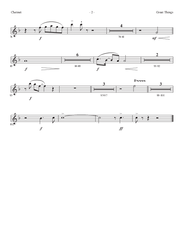 Great Things (Choral Anthem SATB) Clarinet (Lillenas Choral / Arr. Nick Robertson)