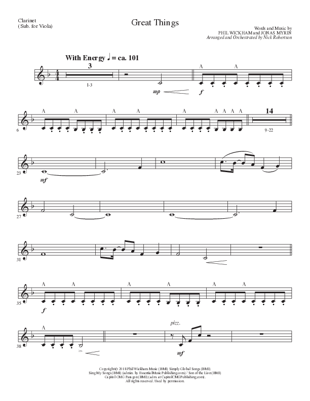 Great Things (Choral Anthem SATB) Clarinet (Lillenas Choral / Arr. Nick Robertson)