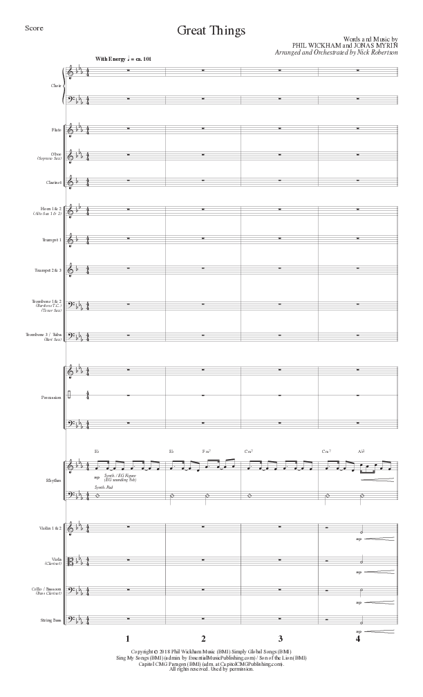 Great Things (Choral Anthem SATB) Orchestration (Lillenas Choral / Arr. Nick Robertson)