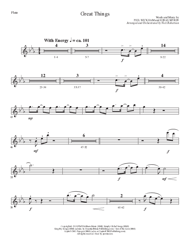 Great Things (Choral Anthem SATB) Flute (Lillenas Choral / Arr. Nick Robertson)