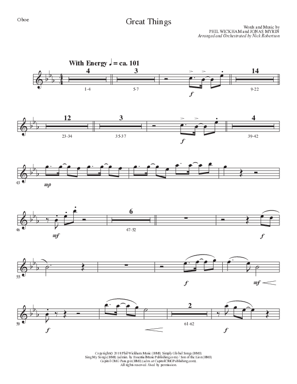 Great Things (Choral Anthem SATB) Oboe (Lillenas Choral / Arr. Nick Robertson)