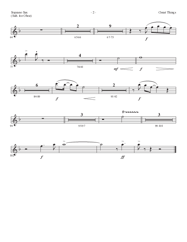 Great Things (Choral Anthem SATB) Soprano Sax (Lillenas Choral / Arr. Nick Robertson)