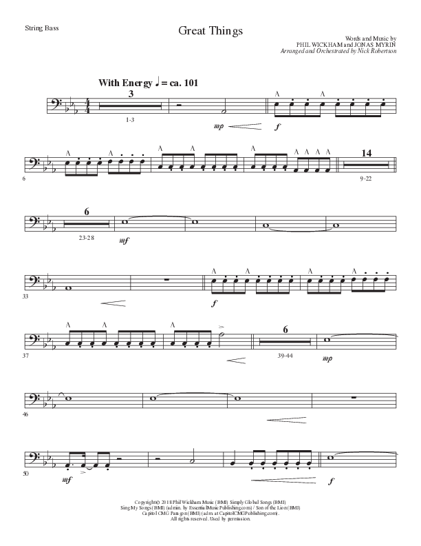 Great Things (Choral Anthem SATB) String Bass (Lillenas Choral / Arr. Nick Robertson)