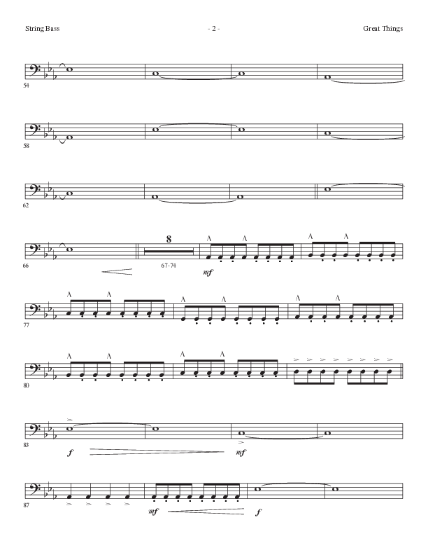 Great Things (Choral Anthem SATB) String Bass (Lillenas Choral / Arr. Nick Robertson)