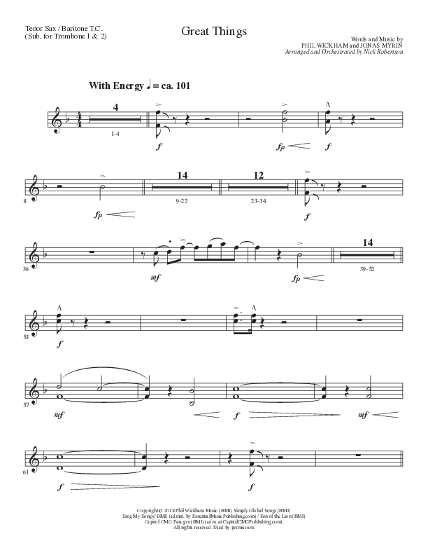 Great Things (Choral Anthem SATB) Tenor Sax/Baritone T.C. (Lillenas Choral / Arr. Nick Robertson)