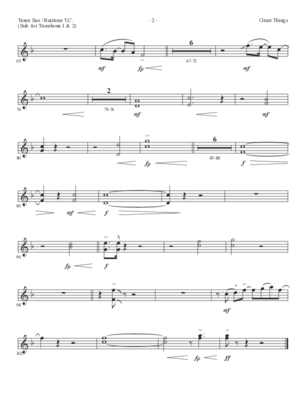 Great Things (Choral Anthem SATB) Tenor Sax/Baritone T.C. (Lillenas Choral / Arr. Nick Robertson)