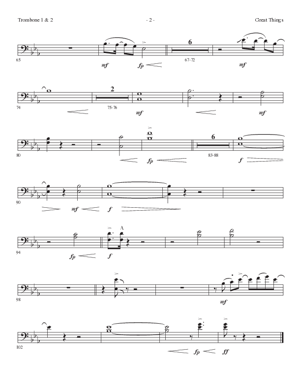 Great Things (Choral Anthem SATB) Trombone 1/2 (Lillenas Choral / Arr. Nick Robertson)