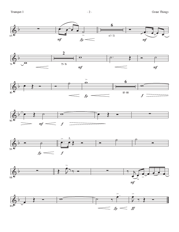 Great Things (Choral Anthem SATB) Trumpet 1 (Lillenas Choral / Arr. Nick Robertson)
