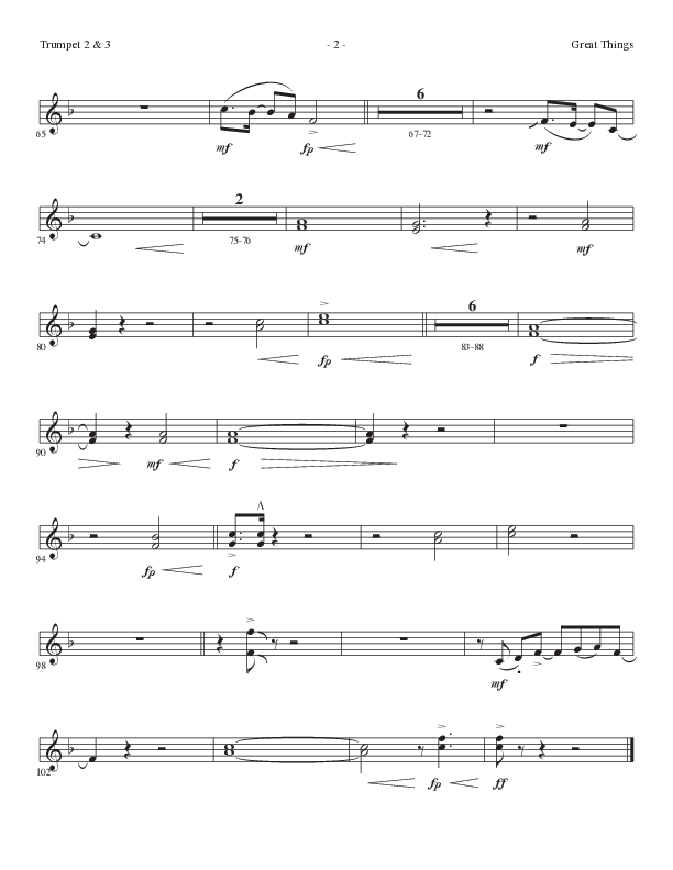 Great Things (Choral Anthem SATB) Trumpet 2/3 (Lillenas Choral / Arr. Nick Robertson)