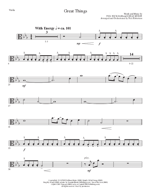 Great Things (Choral Anthem SATB) Viola (Lillenas Choral / Arr. Nick Robertson)