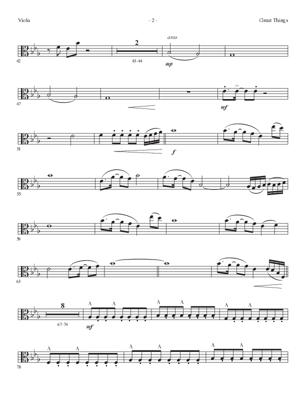 Great Things (Choral Anthem SATB) Viola (Lillenas Choral / Arr. Nick Robertson)