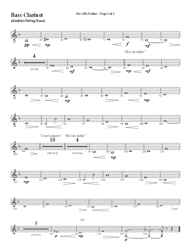 He’s My Father (Father’s Day) (Choral Anthem SATB) Bass Clarinet (Word Music Choral / Arr. Steve Mauldin)