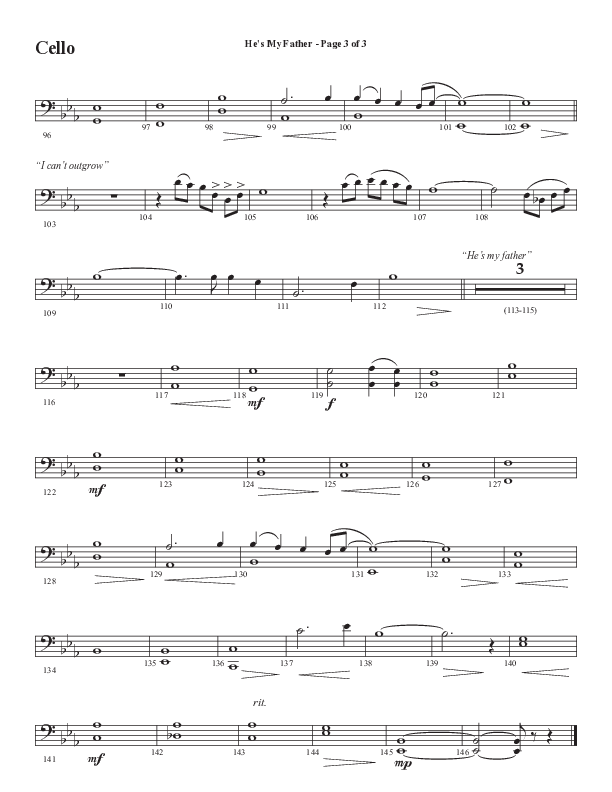 He’s My Father (Father’s Day) (Choral Anthem SATB) Cello (Word Music Choral / Arr. Steve Mauldin)